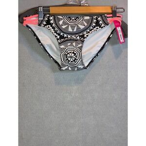 Xhilaration Womens Geometric Tribal Bikini Bottom Coral Strappy Black White M